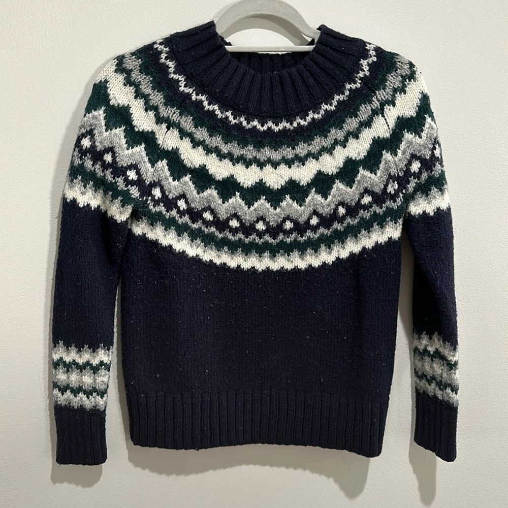 Banana Republic Women's Navy and Green Sweater - Size XS